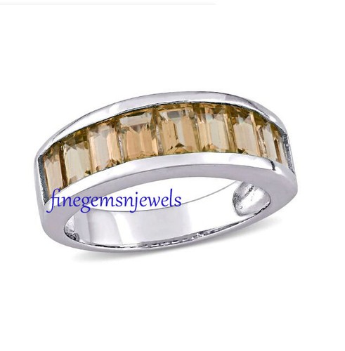 Natural Citrine Gemstones with 925 Sterling Silver Band Ring For Men's #F9008 - Picture 4 of 7