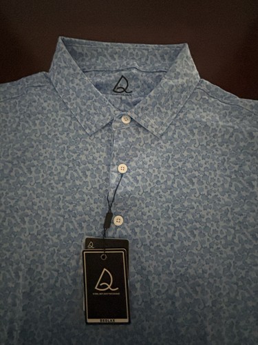Camisa polo de golf para hombre talla grande floral elástica rendimiento patrón azul - Imagen 4 de 6