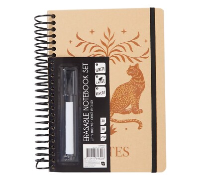 Notizbuch A5 Whiteboard Tagebuch mit Stift & Löscher 30 Blatt Leopard Design NEU