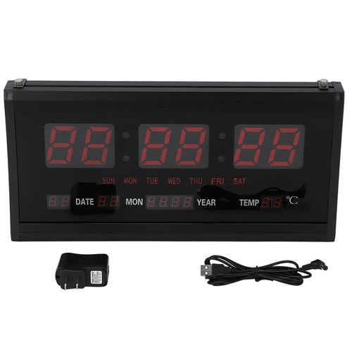 US (US Plug)Fashion Wall Mount Digital Clock LED Electric Modern Day Date HG - Picture 7 of 12