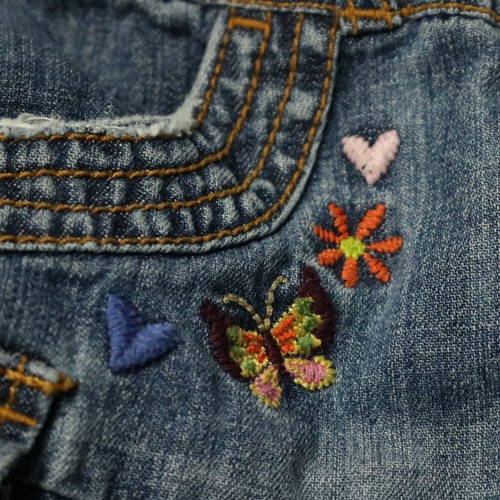 The Children's Place Floral Embroidered Zip Front Denim Dress Stonewashed 3T - Picture 6 of 24