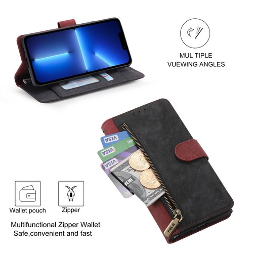 For TCL 40R 40SE 405 406 30XL 30T 303 30SE 20B Flip Zipper Leather Wallet Case - Picture 41 of 61