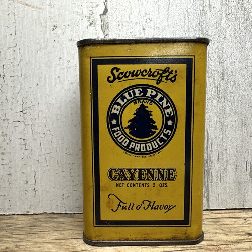 Vintage Scowcroft Blue Pine Spice Tin - Cayenne Ogden Utah  Advertising - Picture 1 of 10