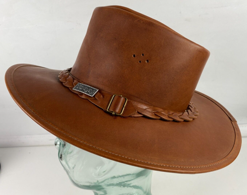 Toggi DROVER Sombrero Marrón Tostado Cuero Bush Sombrero - Pequeño - PVP £70 Hecho en AUSTRALIA - Imagen 8 de 8