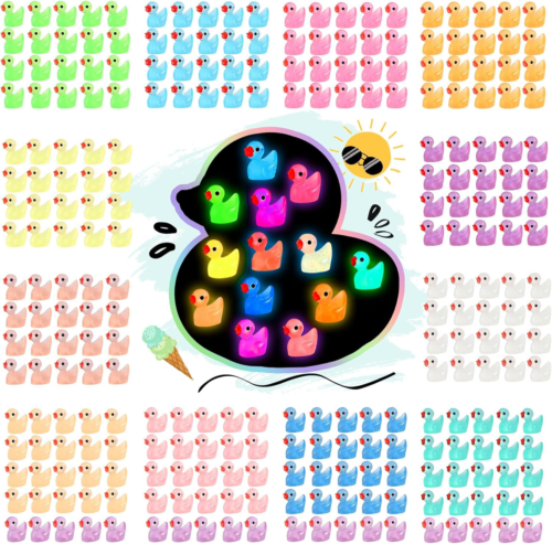 130 Pcs Luminous Mini Resin Ducks Glow in the Dark Tiny Duck Figurines for Minia - Picture 8 of 12