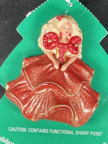 Vintage Hallmark Holiday rotes Kleid Barbie Puppe Pin neu aus altem Lagerbestand - Bild 3 von 6