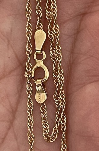 14K SOLID YELLOW GOLD 1.5mm THICK TWISTED ROPE 22” LONG NECKLACE 2.05g - Picture 4 of 4