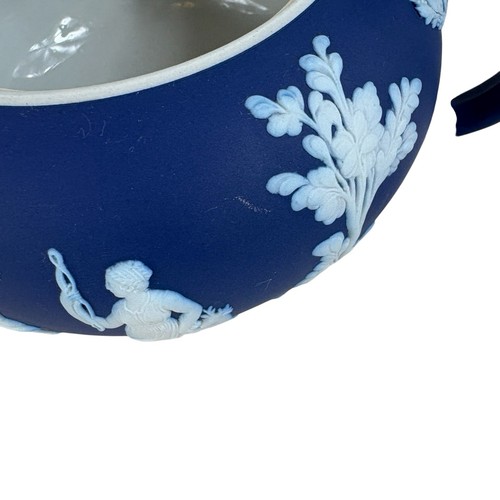 Cobalt Jasperware Teapot Wedgwood England Blue Etruscan Neoclassic 20 oz - Picture 9 of 18