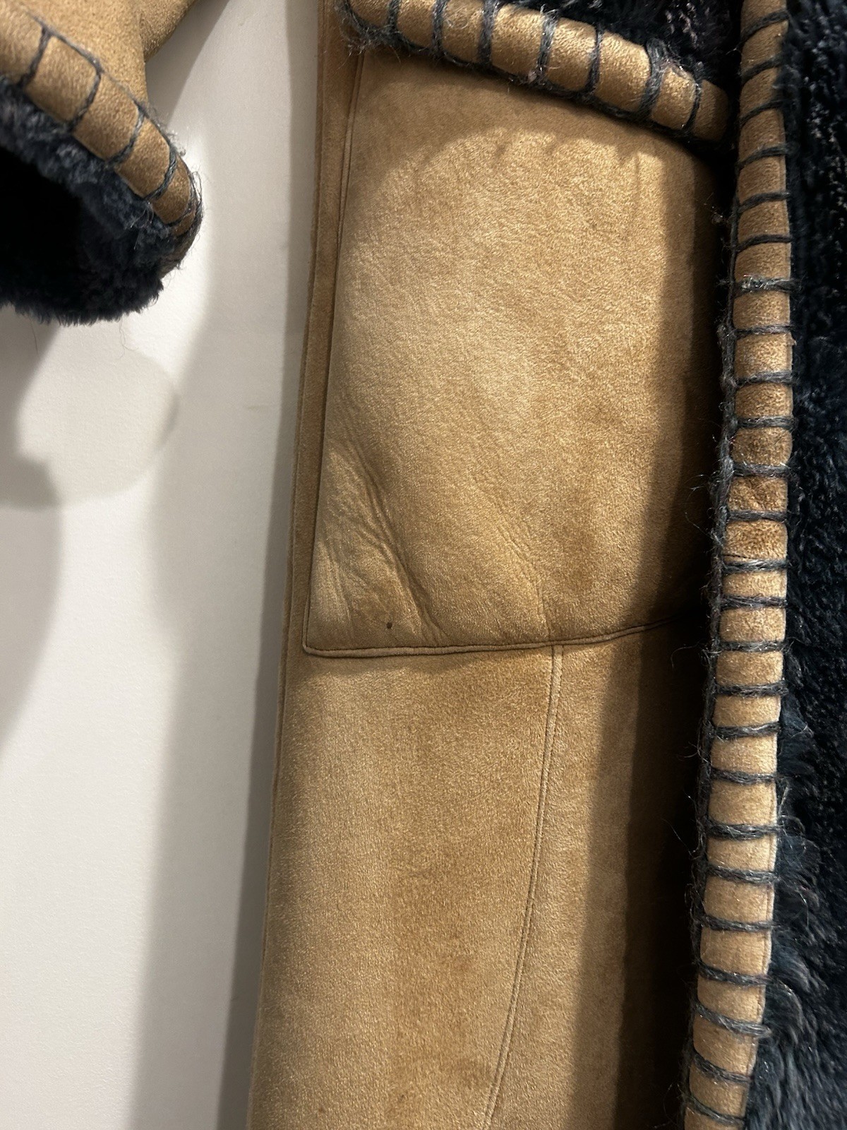 Fendi for Neiman Marcus Merino Lined Coat Tan/Teal Women's M-L image 10