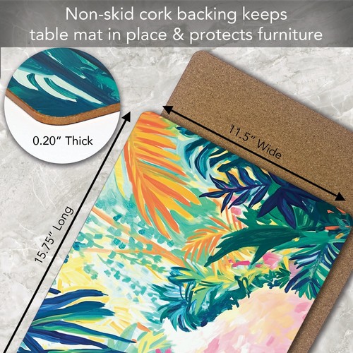 Paquete de 4 manteles de cartón duro de jardín brillantes con respaldo protector de corcho - Imagen 5 de 7