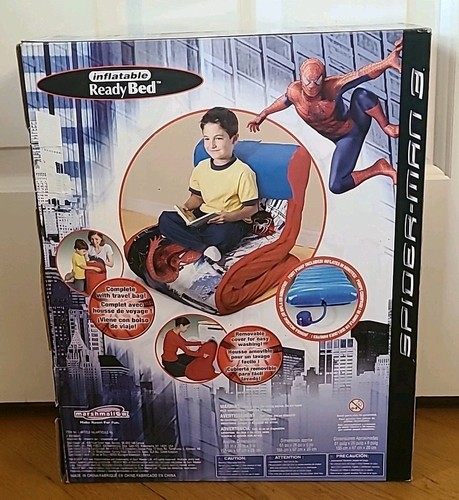 Spider Man 3 Inflatable Ready Bed 2006 Spinmaster Marshmallow New In Open Box - Picture 16 of 16