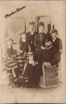1880 CDV KÖNIG EDWARD VII, KÖNIGIN ALEXANDRA & KINDER AN BORD ROYAL YACHT 