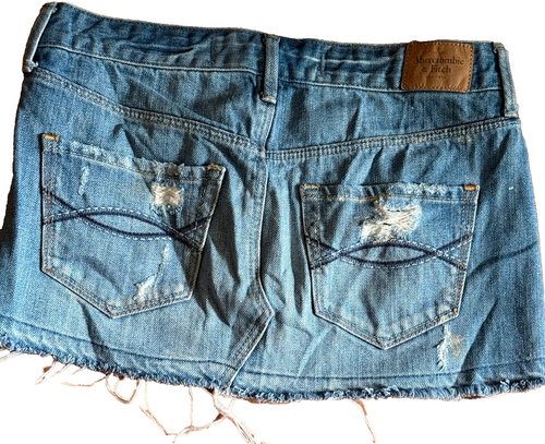 Abercrombrie & Fitch Mini Denim Distressed Skirt SZ 0 Waist 25 Grungecore - Picture 4 of 5
