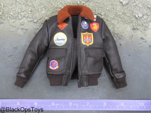 1/6 Scale Toy Top Gun - Lt. Mitchell - Leather Flight Jacket w/Patches (APPLIED) - Picture 5 of 8