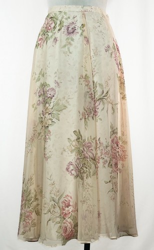 Laura Ashley Vintage Skirt Skort Cottagecore Pastel Chiffon Floral Flowy Size 4