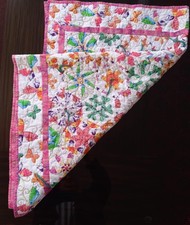 Hand Quilted Patchwork Prayers Squares Baby Blanket Quilt W/Blessing Strands