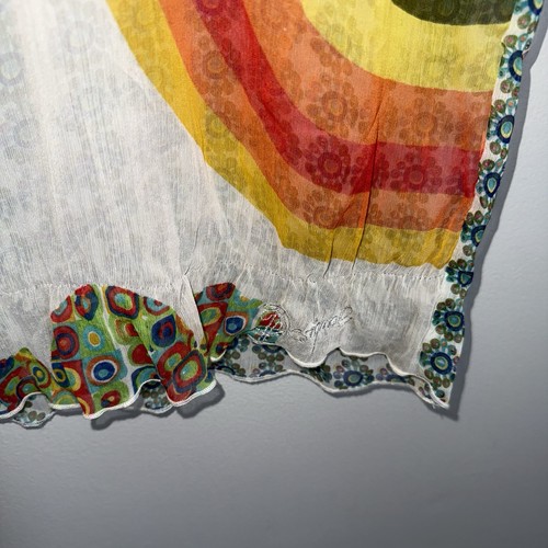 Desigual transparentes Kurzarm Oberteil - Bindeband - mehrfarbig - Retro 90er Y2K - Gr. XS - Bild 4 von 7