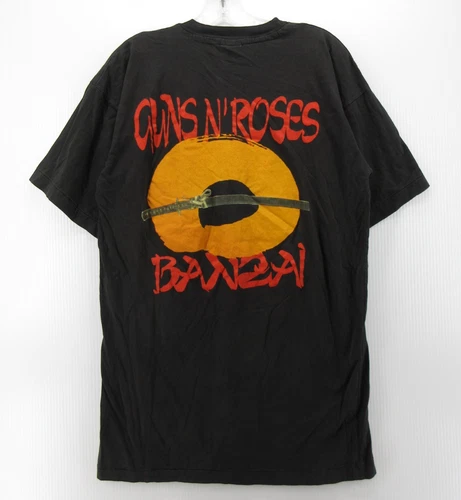 Guns N Roses Shirt Men XL Black Banzai Tour EUR 1990s vintage concert t-shirt, vintage, size XL, single stitch, B+ condition