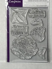 Bloom With Happiness Photopolymer Stamps 7pc Rose Sayings Crafter’s Companion