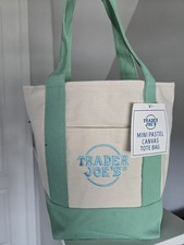 Trader Joe's Mini Canvas Tote Bag Spring 2026 Pastel Green NWT