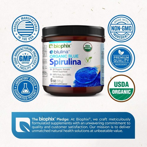 biophix Blulina Organic Blue Spirulina Powder 6 oz 170 g - Picture 9 of 9