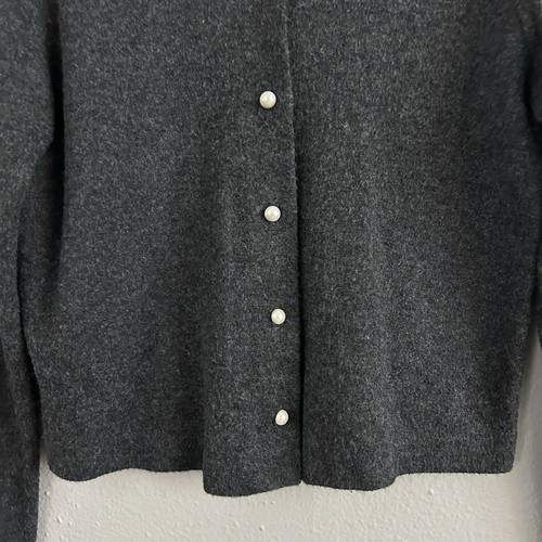 Vintage A. Byer California Grey Pearl Button Cardigan Sweater Size S Ballet 90s - Picture 3 of 7