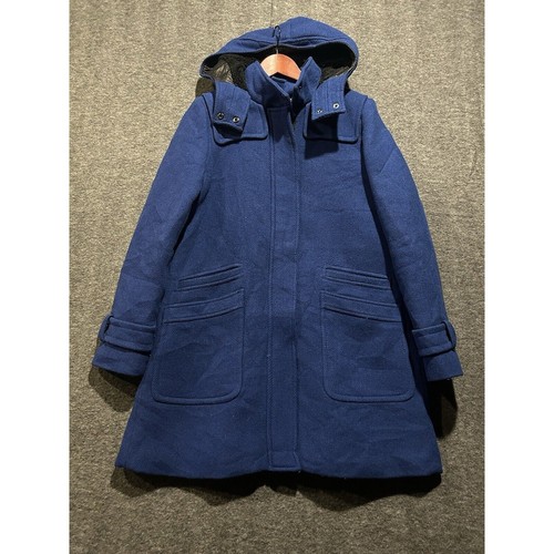Banana Republic Coat Womens Small Blue Wool Blend Duffle Toggle Hooded Jacket - Picture 2 of 11