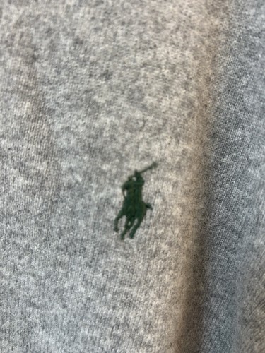 Herren Polo Ralph Lauren Merinowolle grau V-Ausschnitt Pullover grün Pony Logo Gr. Large - Bild 3 von 8