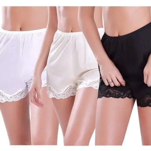 Pantalones Cortos Rectos Para Mujer Vacaciones de Verano Ocio Encaje Seda Color Sólido Empalme - Imagen 19 de 27