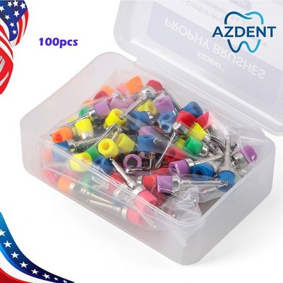 100pcs Dental Nylon Bowl Polishing Polisher Prophy Brushes Latch Soft AZDENT