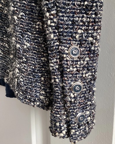 St. John Collection Tweed Blazer 1/2 Zip Damen Gr. 14 Blau, Grau, Weiß - Bild 11 von 12