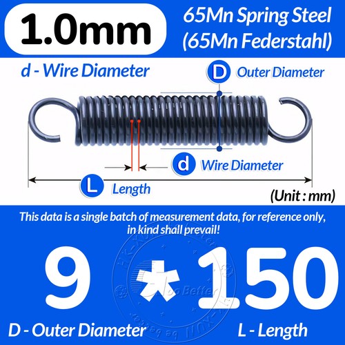 L=20-300mm Zugfeder mit Haken, Zugfedern Feder Federstahl, d=1,0mm, D=5-12mm - Picture 130 of 179