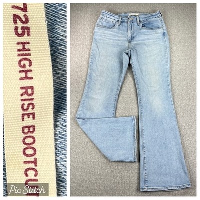 Levi's 725 High Rise Bootcut Jeans Women 30/28X29 Light Wash Denim Blue