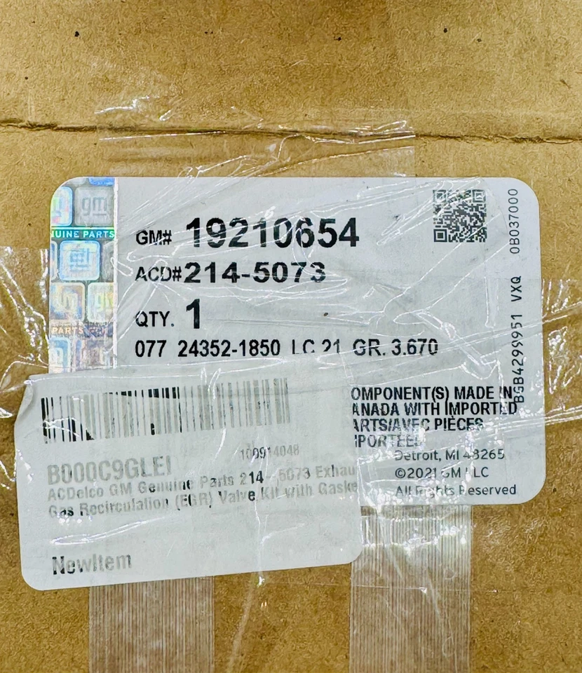 Válvula ACDelco EGR 214-5073 19210654 NUEVA para 87-95 GMC Jimmy V1500 Suburban Foto 2 de 3