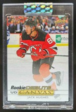 2019-20 Upper Deck Clear Cut Jack Hughes Canvas Rookie Debuts RC #CD-JH Devils