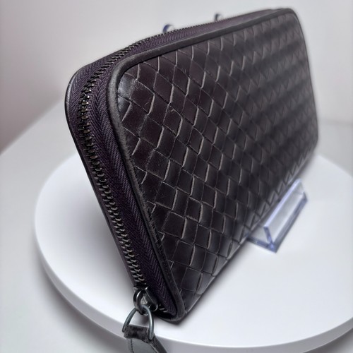 Bottega Veneta Vintage Intrecciato braun geflochtenes Leder lange Geldbörse authentisch - Bild 2 von 16