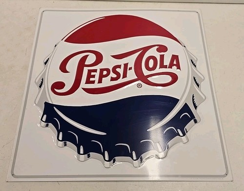 Vintage 23" NOS Pepsi Cola Advertising Embossed Bottle Cap Sign - 1/850 Stout - Picture 10 of 13