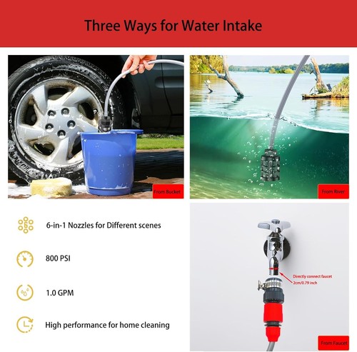 Cordless Pressure Washer for Milwaukee M18 Battery, 900 PSI Portable Power Washe - Imagen 7 de 8