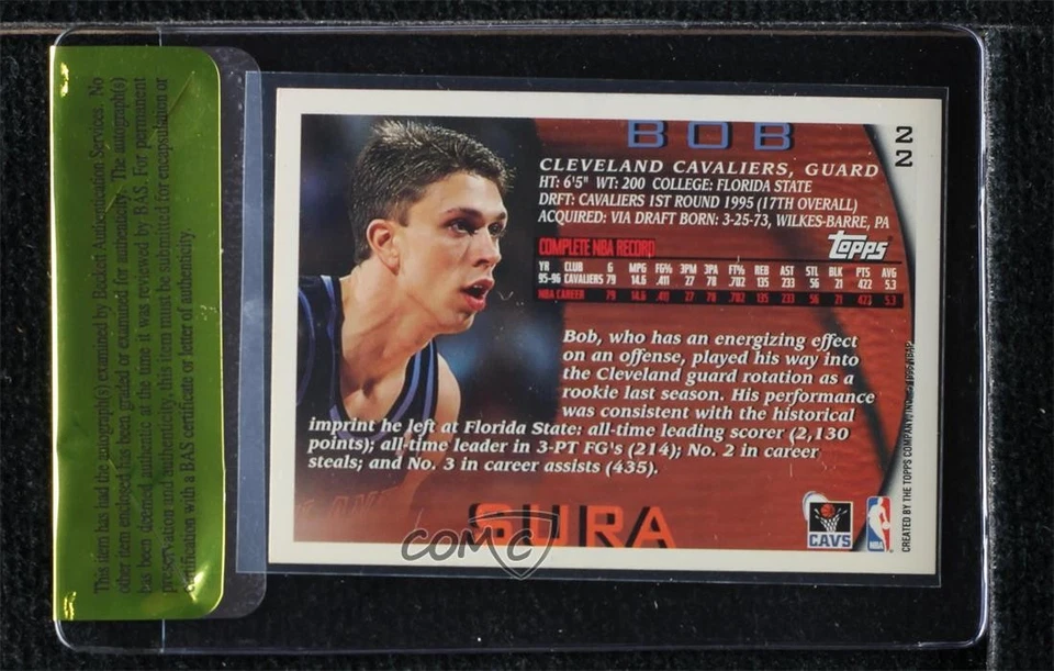 Auténtico automático BAS 1996-97 Topps Bob Sura #22 Foto 2 de 2