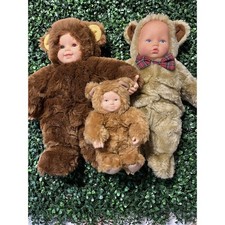 Anne Geddes 15" - 3 Little Bear Lot Vintage 1997 Bean Bag Baby Stuffed Doll