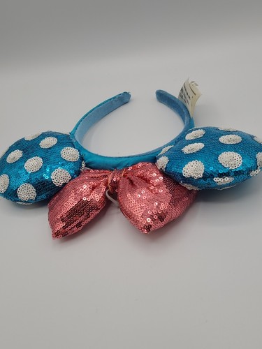 Disney Parks Blue White Foam Ears Headband w/ Bow Flower Minnie Costume - Picture 6 of 11