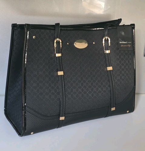 River Island Black Monogram Shopper Bag Brand New With Tags - Picture 5 of 12