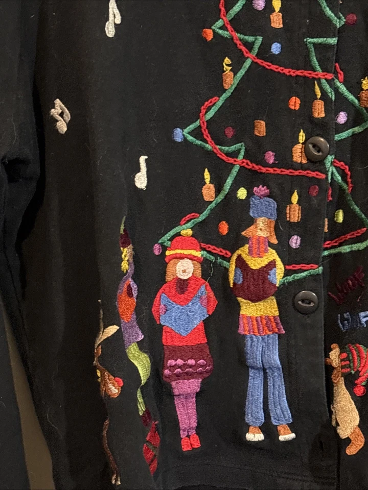 Cárdigan Michael Simon Lite Villancicos Botón Completo 100% Algodón Negro XL Foto 4 de 4