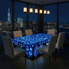 Blue Agate Dining Table – Handmade Gemstone Inlay Furniture Luxury Crystal Slab