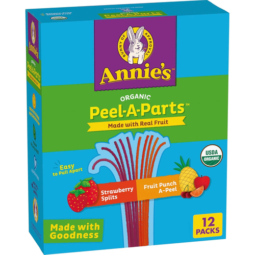 Annie's Organic Fruit Peel-A-Parts Snacks, Strawberry & Fruit Punch, 12 Count (S