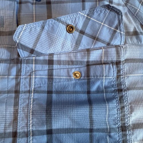 Under Armour Heatgear Blue Plaid Short Sleeve Button Up Casual Outdoor Men’s XL - Picture 8 of 11