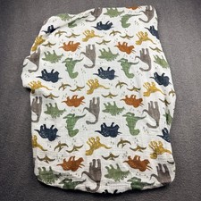 Little Unicorn Cotton Muslin Fitted Crib Sheet Dinosaur Print White Multicolor