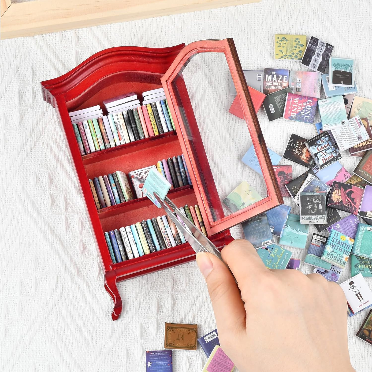 Anxiety Mini Bookshelf with Books, Stress Bookshelf Mini, Mini Book Shelf with B