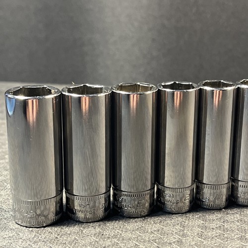 Nice Snap-On Tools 1/4" drive 14pc METRIC DEEP (6 point) socket SET 4-15mm - Picture 2 of 17