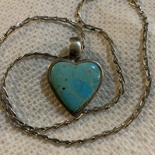 CADENA ESTERLINA CON COLGANTE CORAZÓN PIEDRA COLOR TURQUESA - Imagen 2 de 9